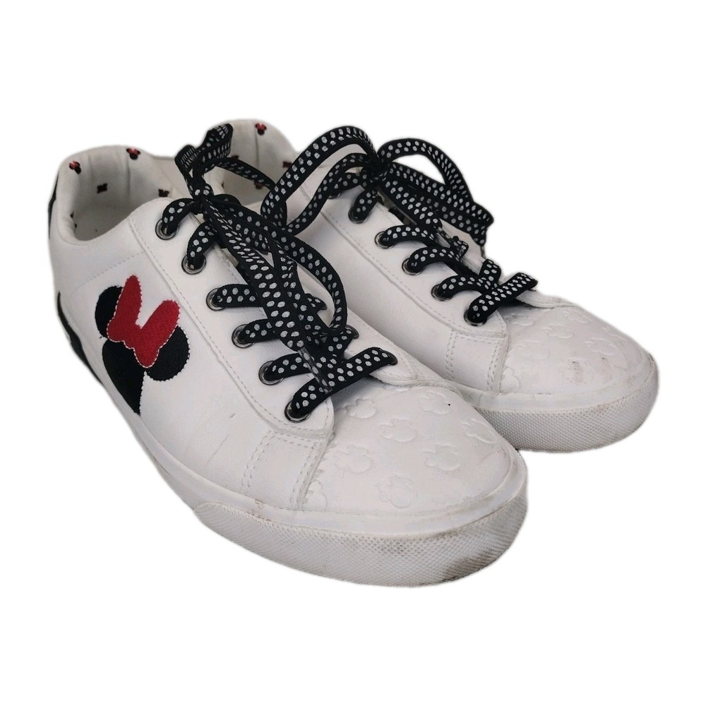 Ground Up Minnie Mouse Low Top Court Sneaker Shoes Disney Women's White Size 9
